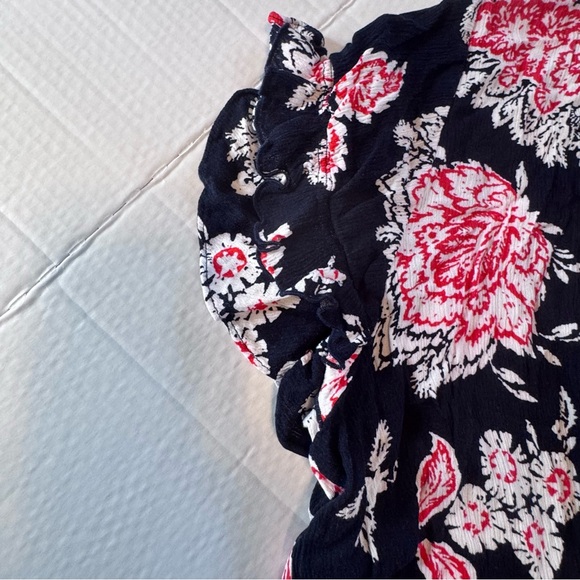 Lane Bryant Floral Blouse Size 20 Black Red White Paisley Short Sleeve Top - Picture 10 of 10